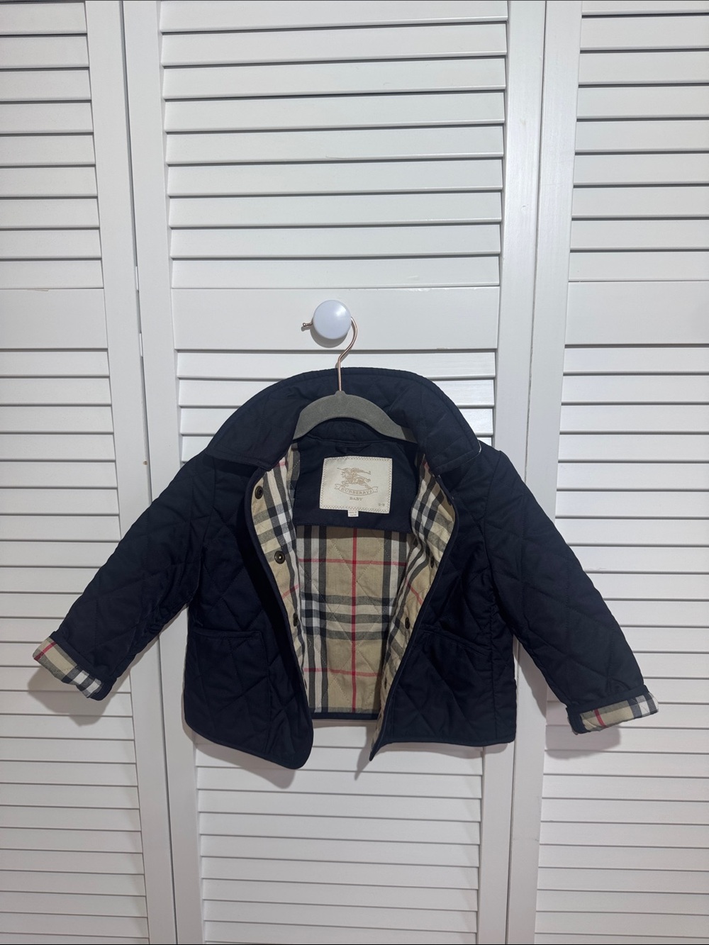 Burberry Classic Navy Quilted Baby Jacket